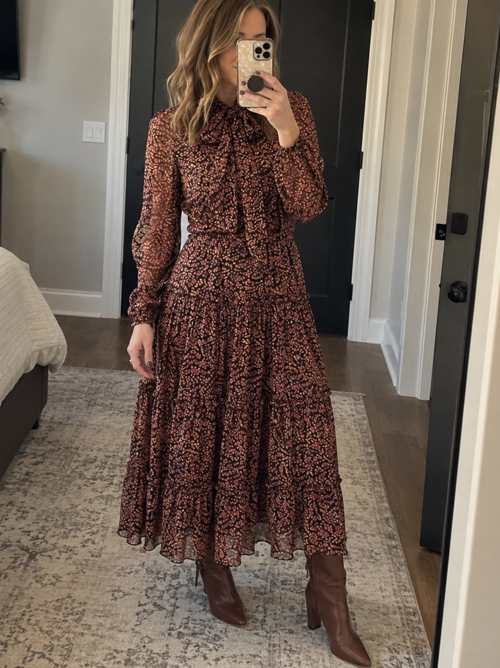 Ulla Johnson Idalia Neck-Tie Silk Chiffon Midi Dress Size 4